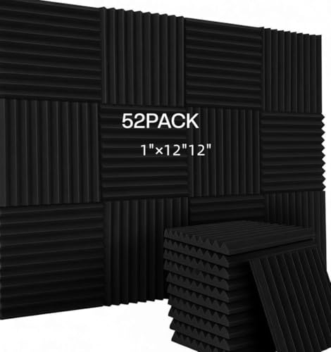 52 Pack Acoustic Foam Panel Wedge Studio Soundproofing Wall...