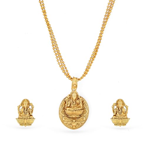 Image of Rubans Temple Necklace Set Traditional Stylish Jewellery Gift for Women & Girls