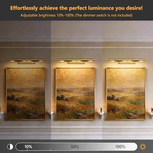 Image of 30 inch Hardwired Picture Light for Wall, Brass Picture Light 4-Light Art Light,Dimmable Gold Gallery Light Art Deco for Stairwells & Hallways, Museum, Library,Living Room,Bedroom,
