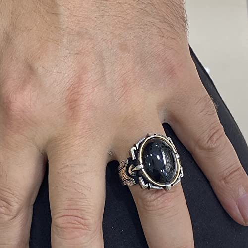Miniatura 5 de Men Handmade Ring, Oval Onyx Stone Ring, Onyx Gemstone Ring,Ottoman Men Sterling Silver Ring, Turkısh Handmade 925k Sterling Silver Ring
