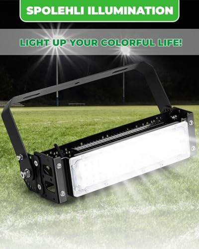 LED Stadium Light 300W Equivalent High Mast Flood Light 8,000LM, IP66 Waterproof, 50,000Hrs Lifespan, 120 Wide Beam for Tunnels/Parking Lots/Fields Super Bright & Energy-Saving (50W, 85V-305V)