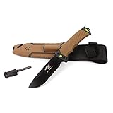 Fixed Blade Tactical Knife Firebird F803 w/ Firestarter & Sharpener (Sandy)