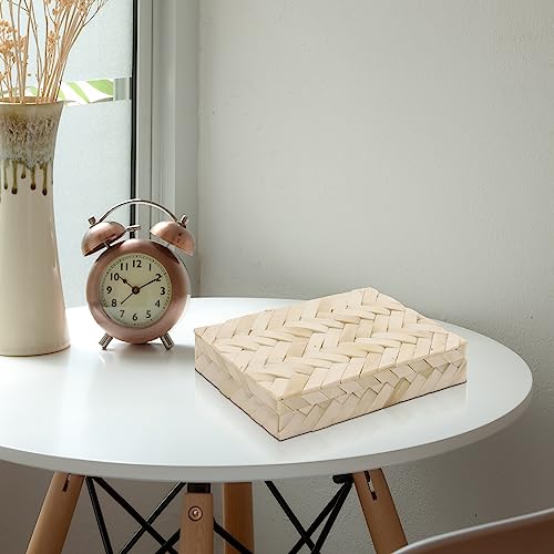 Image of Handicrafts Home Decorative Box - Handmade Jewelry Organizer Box with Lid - Keepsake Box for Home Decor, Jewelry, Accessories, Collectibles - Modern Wooden Storage Box - Braid, 8X6X1.5 inch