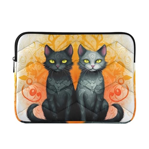 Funda para portátil Two Cats negra y gris 13-14 pulgadas miniatura 1