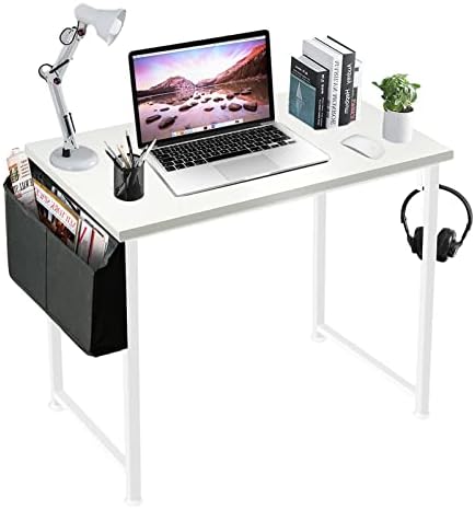 Lufeiya White Computer Desk - Small Student Kids Study Writing Table for Home Office Bedroom Small Spaces 32 Inch Modern Mini Laptop PC Desks,White