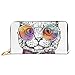 Produktbild JHGFG Mode Handtasche Reißverschluss Brieftasche Porträt Katze Brille Schleife Telefon Kupplung Geldbörse Abendkupplung Blockieren Leder Brieftasche Multi Card Organizer