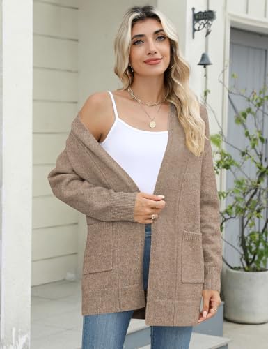 Micoson Women's Long Sleeve Open Front Knit Cardigan Sweaters 2025 Casual Loose Jacket Coat with Pockets2