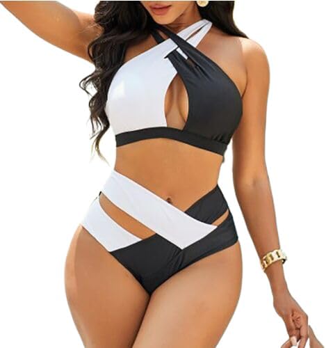 Veeva Beauty & Fashion Beach Bikini Set for Women Halter Neck Black