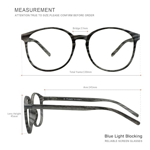 Image of Vintage Round Progressive Multifocal Presbyopic Glasses, Blue Light Blocking Glasses for Men Women Readers (Wood,+0.75 /+3.25 Magnification)
