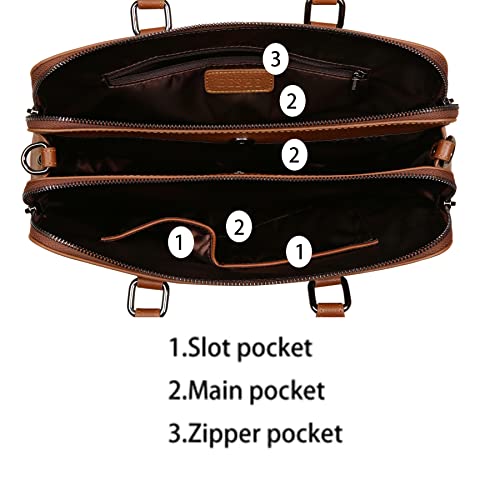 HESHE Leather Purses and Handbags for Women Tote Shoulder Bags Top Handle Purse Hobo Cross Body Bags (Brown-Top Grain Genuine Leather) - Thumbnail 5