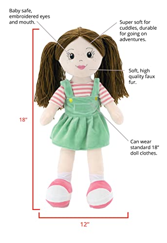Soft-Baby-Doll-18-Inch-Rag-Dolls-for-Girls-Infants-Babies-My-First-Plush-for-1-Year-Old-Brown-Yarn-Hair-Girl-Toys-Allie Soft Baby Doll 18 Inch Rag Dolls for Girls Infants Babies My First Plush for 1 Year Old Brown Yarn Hair Girl Toys Allie