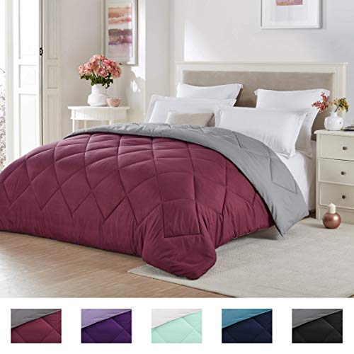 Seward Park Solid, Reversible Color Microfiber Comforter,Hypoallergenic Plush Microfiber Fill, Duvet Insert or