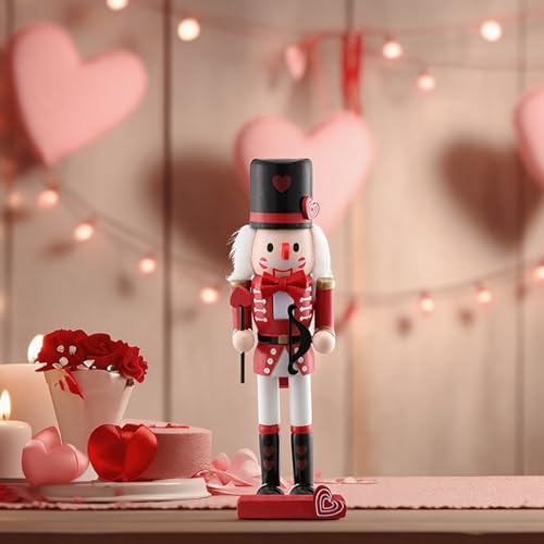 image for Chunful Valentine's Day Nutcracker Wooden Red Heart Nutcracker Figures