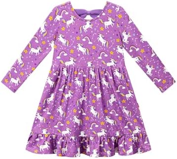 Bamboo Viscose Girls' Dresses Long Sleeve Toddler and Little Kids...