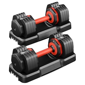 Dripex Adjustable Dumbbells Set, 11kg/24.5kg/55lbs Dumbbell Weights Pair for Men and Women, Anti-Slip Handle with Safety Locking Mechanism for Home Gym Exercise Equipment