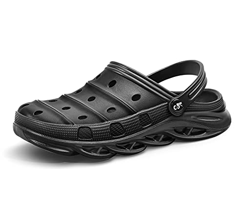 Kemisant Men Clogs, Unisex Slip-On Yard Garden Shoes Mules Cleaner Shoes House Work Cushioned Supportive(Black-9 Men/11 Women) #TOP10