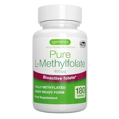 Igennus Metilfolato Limpio 400 mcg, 180 Comprimidos, Forma Metilada de Ácido Fólico 5-MTHF (Vitamina B9) Vegano, Fórmula Pura, un Comprimido al día, Suministro para 6 Meses | Ya disponible en tu tienda friki favorita! En mundofriki.es!