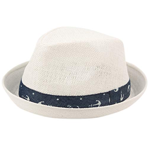 ANGELA & WILLIAM Unisex Kids Straw Trilby Fedora Cap Felt Fedora Hat Short Brim Sunhat