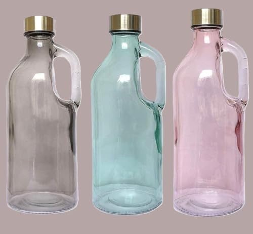 Image of Italian Tempered Glass Milk Bottle Water Bottle with Air Tight Round Cap Freeze Safe 1100 ML (Assorted Color), Pack of 1 (9052 BOTTLE) (6)