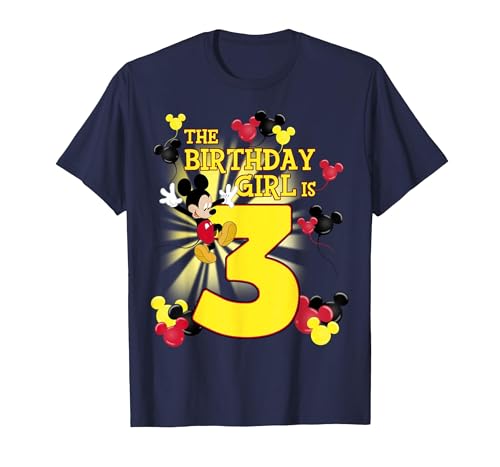 T-shirt Mickey anniversaire 3 ans fille pour fête thématique Disney