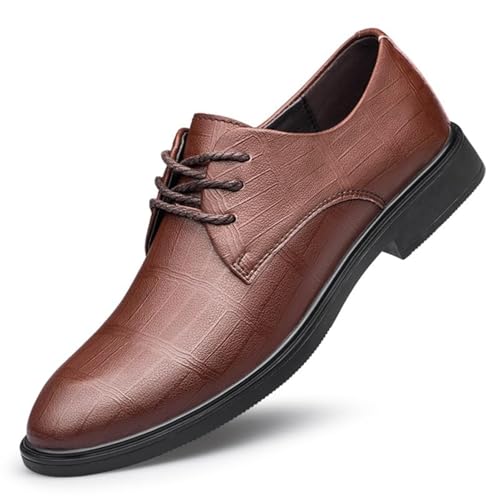 YZABEL Dress Oxford Shoes for Men Lace Up Round Toe Genuine Leather Solid Color Shoes Business Work Office Dress Shoes Leather Formal Business Oxford Shoes