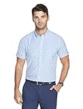 IZOD Men's Breeze Short Sleeve Button Down Gingham Shirt, Little Boy Blue, X-Large