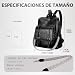 Imagen de Leathario Bolso Mochila Mujer Cuero Vegano para Trabajo Viaje Negro Brillo