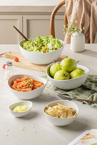 Porcelain Serving Bowls set for Entertaining, 3-11-20-32-50 Ounce, Scratch Resistant, 5 Piece Serving Bowl Set, Prep Salad Bowls for Christmas Thanksgiving, Dishwasher Safe, Pure White - Image 5