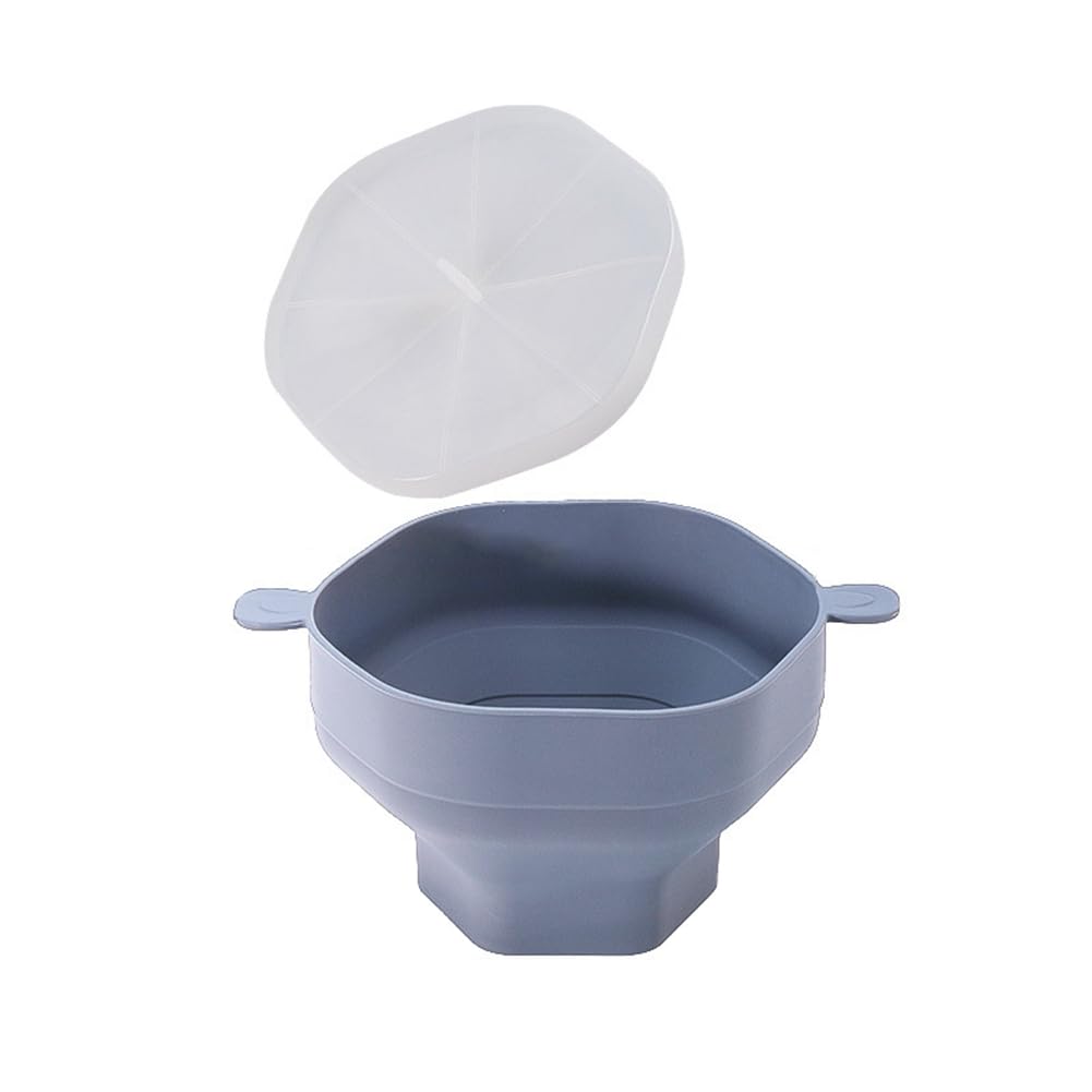 CTRLZS Silicone Microwave Popcorn Bowl Foldable Popcorn Maker Bucket Bowl with Lid Folding Popcorn Kitchen Baking Tool Gray