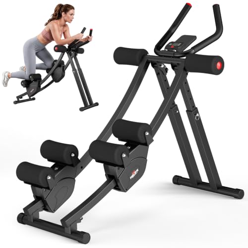 RELIFE REBUILD YOUR LIFE Dual Track Ab Machine, Foldable Abdominal Workout Trainer, Independent Ab Workout Equipment for Home Gym, Core Strength Training Gear Max Load 440 LBS