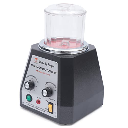 Magnetic Tumbler 100mm 4 Speeds Jewelry Polisher Highest 3500RPM 1.76LBS Capacity Mini Portable Jewelry Tumbler with 10-60 min Time Control for Rust Removal Removing Black Spots etc KD-100