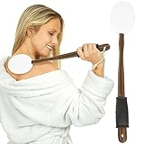 Vive Lotion Applicator for Back, Feet (17.5') - Self Washer Beauty Shower Sponge, Long Handle Cream Wand for Elderly, Women - Apply Medicine, Skin Cream, Body Wash, Sunscreen, Tanner (Dark)