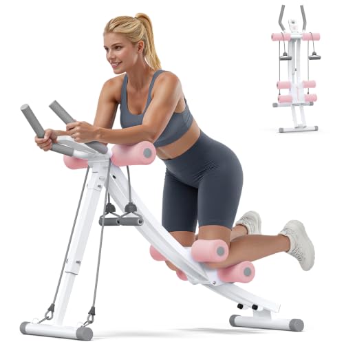 Image of MERACH Ab Machine, Ab Workout Equipment, Adjustable Ab Trainer Machine | Foldable Abdominal Trainer for Stomach Workout with LCD Monitor at Home Gym Knee Protection& 440 LBS Capacity