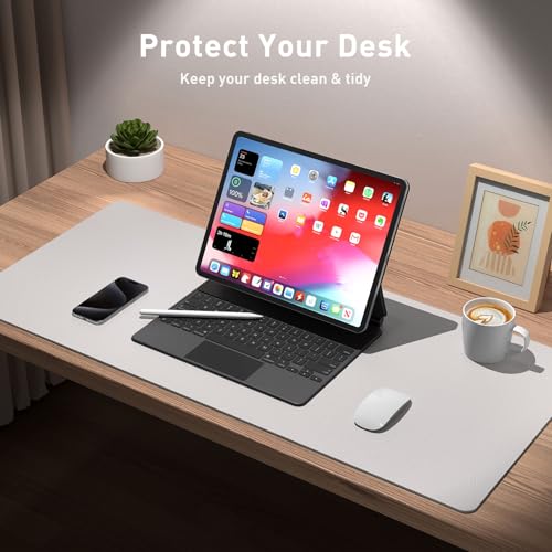 Image of Aothia Large PU Leather Desk Pad Protector - Non-Slip Mouse Pad & Writing Mat for Office /Home, Waterproof, Easy to Clean (23.6 inch x 13.7 inch, Pale Lavender White)