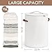 CHICVITA Tall Laundry Basket with Lid, White Clothes Laundry Hamper for Nursery, Cotton Rope Storage Basket for Clothes, Blankets, Toys, Laundry Bin, 15 x 20 inches