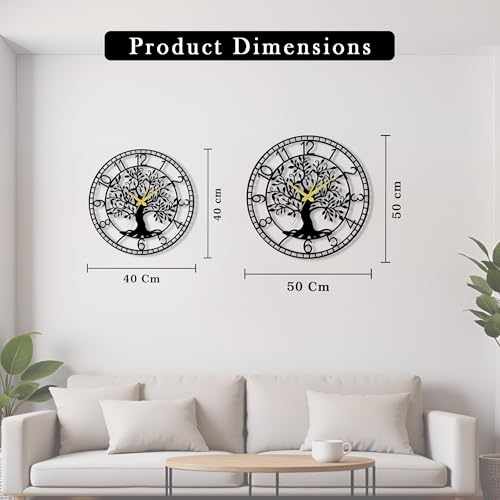 Image of Auromin Aesthetic Stylish Metal Wall Clock for Living Room & Bedroom | Big Size Decorative Modern Wall Watch for Home Office | Designer Antique Clock for Hall, Drawing Room & Interior Wall Decoration