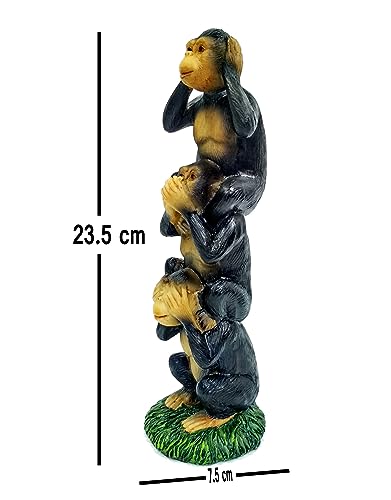 Image of AUGEN Polyresin Three Wise Monkeys Statue Showpiece for Home Decor Decoration and Gifting (6772A1, 25cm)