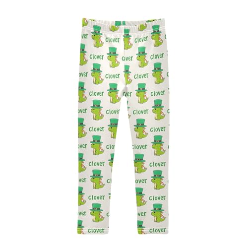 Dinosaurs Hats Pattern Girls Leggings Soft Comfortable Athletic Leggings Dancing Pants for 4-10 Years