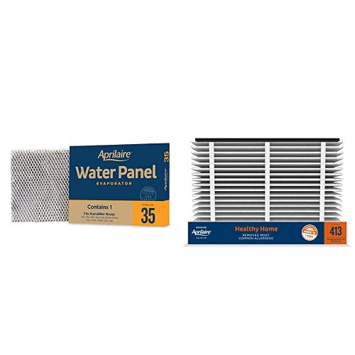 Aprilaire 413 MERV 13 Whole-House Furnace Air Purifier Filter 16x25x4 (2 Pack) + AprilAire 35 Humidifier Water Panel Bun