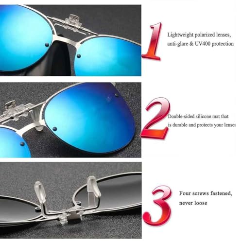 Image of Polarized Clip on Sunglasses over Prescription Glasses Anti-Glare UV Protection Cat Eye Flip up Clip-on Eyeglasses