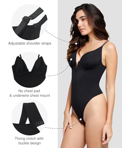 Popilush Shapewear Bodysuits for Women - Tummy Control Body Suits for Womens Deep V Corset Tops Thong Concert Outfits3