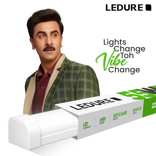 Image of LEDURE Comet 55W LED Batten 4 Feet |Pack of 2| 5500 Lumens | 55W Tubelight Equivalent | Cool Day White 6500K | Wall Ceiling Tubelight for Home, Living Room, Bedroom