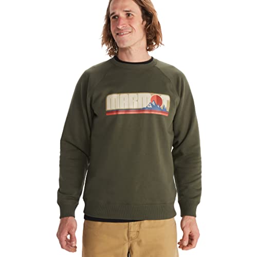 MARMOT Men's Montane Crew Sweatshirt - Screen Printed Graphic on Warm, Breathable, Eco-Friendly Cotton/Poly Blend