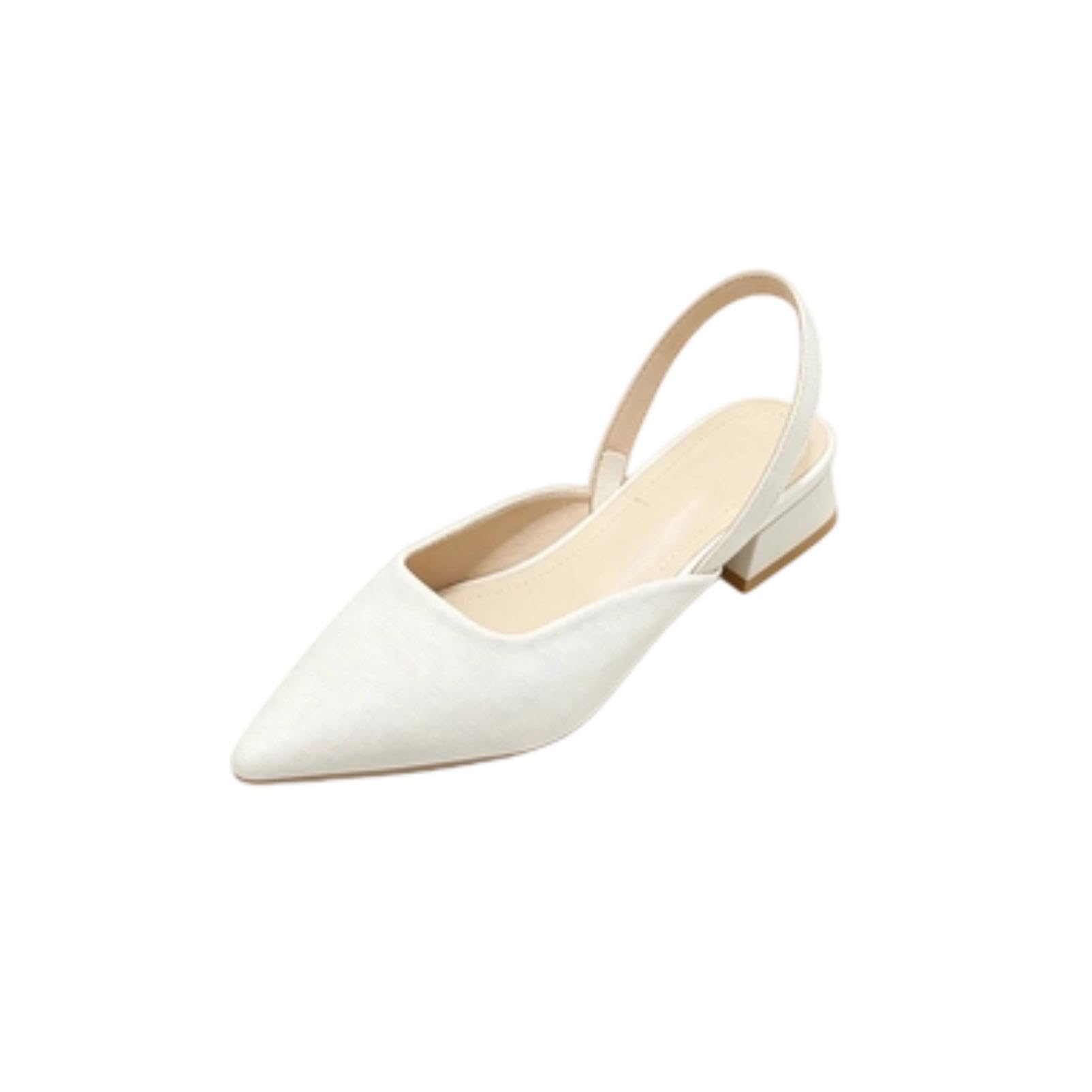 Generisch Scarpe Donna Slingback Basse Punta Décolleté Beige Eleganti