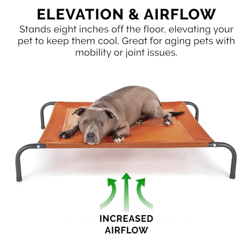 Image of FurHaven Elevated Pet Cots - Cooling & Breathable Nylon Mesh Hammock for Large Dogs /Easy-to-Assemble /Durable and Reinforced /Perfect for Rest & Relaxation Outdoors - Terracotta Red, Extra Large