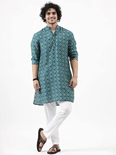 Image of Leriya Fashion Men's Kurta | Rayon Printed Kurta for Men | Chinese Collar Long Sleeves | Straight Knee Length Kurtas | for Festival | Function | Occasion Wear Fancy Kurta for Boys