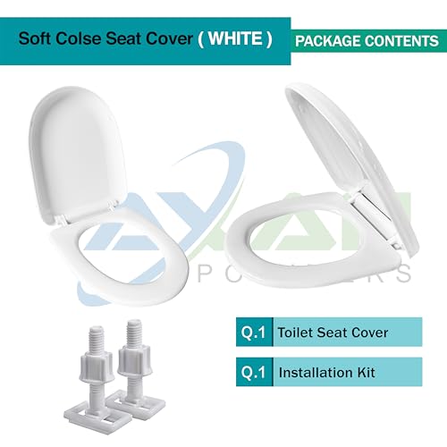 Image of Taxan Plastic Toilet Seat Cover with Soft Closer Mechanism- U-Shape Commode Seat Cover - with Sleek Design & Easy Installation with Installation Kit (44cm x 34cm, White)