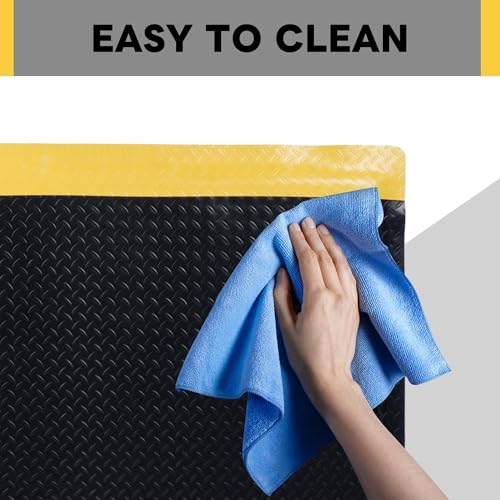 Tcatec Industrial Anti Fatigue Mats, 3' X 7' PVC Standing Floor Mat 15/16" Thick Soft Sponge Heavy Duty Workstation Pad Ergonomic Kitchen Mat Commercial Antistatic Diamond Plate with Yellow Border by Tcatec - Used condition - Image 5