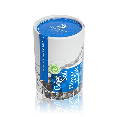 Flor de sal orgánica del Adriático (flor de sel) sal marina, el 'caviar bajo sal' - flor de sal pura, natural, cosechada a mano - importada de Croacia. 250 g