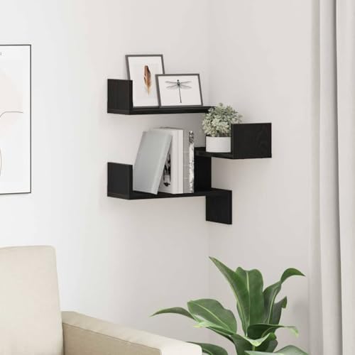 Étagère murale flottante design chêne noir structure durable - 2